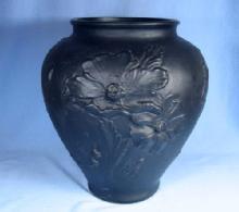 Tiffin BLACK AMETHYST Satin Glass Vase - Antique 1920's