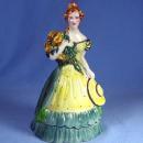 old Goldscheider Figurine - Antique Porcelain Colonial Lady with Huge Bonnet