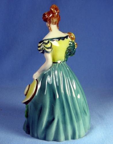 old Goldscheider Figurine - Antique Porcelain Colonial Lady with Huge Bonnet