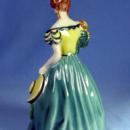 old Goldscheider Figurine - Antique Porcelain Colonial Lady with Huge Bonnet