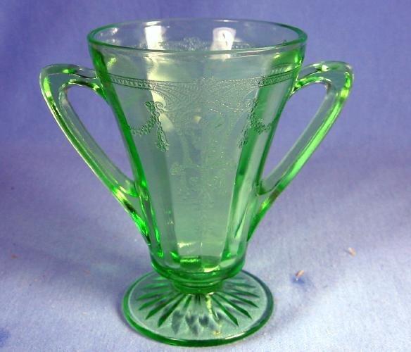 old vintage CAMEO BALLERINA Green Depression Glass by Anchor Hocking