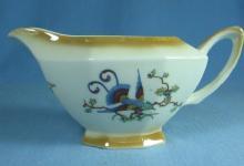 Pottery Beyer & Bock Porcelain BIRD and Flower Pattern Creamer Pitcher - Antique Germany Lustre Porcelain