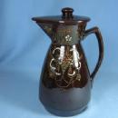 Decorated Redware Teapot Pitcher - Vintage Pottery