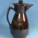 Decorated Redware Teapot Pitcher - Vintage Pottery