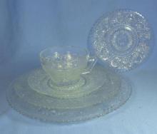 Duncan & Miller Depression Era SANDWICH Glass 5 pc Place Setting
