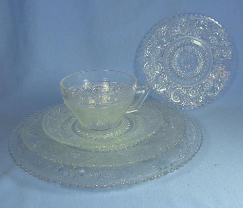 Duncan & Miller Depression Era SANDWICH Glass 5 pc Place Setting