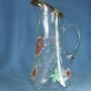 old vintage Hand Painted Victorian Glass Tankard PITCHER Decorated with Painted DAISY