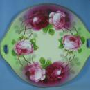 Pottery Painted & Artist Signed Porcelain Plate - Red & Pink ROSES