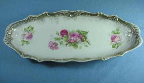 Pottery Painted & Artist Signed Porcelain Plate - Red & Pink ROSES