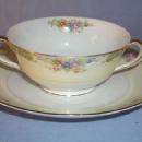 Set of Three NORITAKE Porcelain Cream Soups with Plates