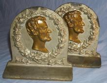 ABE LINCOLN Cast Metal Bookends - Metalware