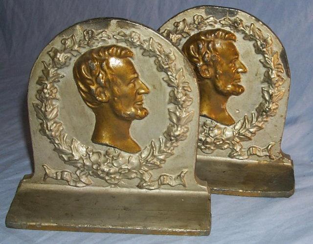 ABE LINCOLN Cast Metal Bookends - Metalware