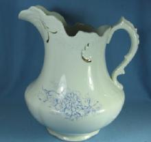 Ironstone Water PITCHER - Blue Decoration Stoneware Pottery