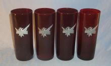 Four SMIRNOFF Ruby Red Glasses - Advertising