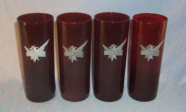 Four SMIRNOFF Ruby Red Glasses - Advertising
