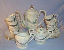 17 Piece DRAGONWARE Porcelain Tea Set with LITHOPANE Cups