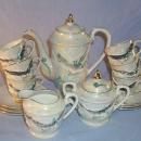 17 Piece DRAGONWARE Porcelain Tea Set with LITHOPANE Cups