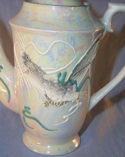 17 Piece DRAGONWARE Porcelain Tea Set with LITHOPANE Cups