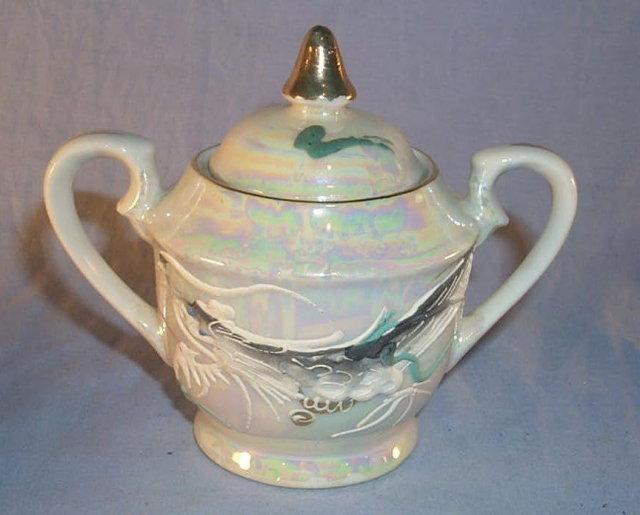 17 Piece DRAGONWARE Porcelain Tea Set with LITHOPANE Cups