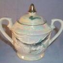 17 Piece DRAGONWARE Porcelain Tea Set with LITHOPANE Cups