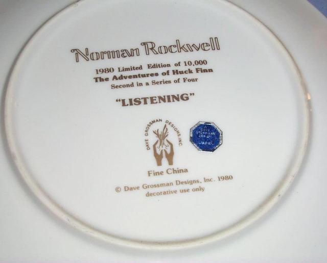 Norman Rockwell Huck Finn Series II LISTENING Porcelain Collector Plate