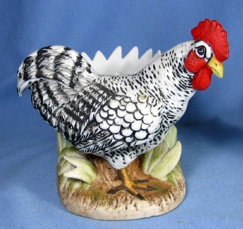 Lefton PLYMOUTH ROCK Chicken Figurine Vase - Vintage Porcelain Japan