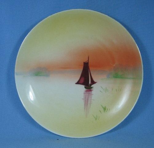 NIPPON Japan Handpainted SAILING Ship Boat - Porcelain Decorator Plate