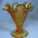 old Vintage original Fenton Amber Glass Hobnail Vase