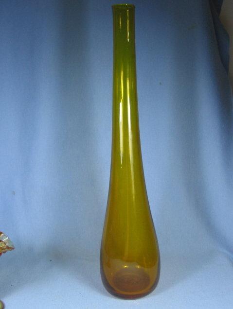 old Large Vintage original Blenko AMBER Art Glass Vase