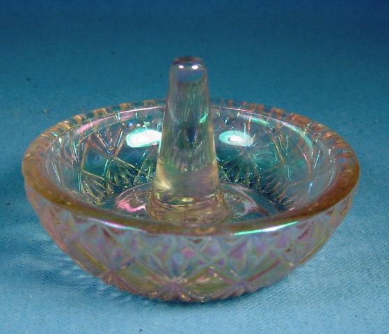 old vintage Pink Smoked Glass RING TREE Jewelry Holder
