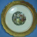 22k Gold Rim COLONIAL Scene Porcelain Plate