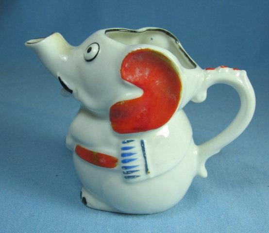 ELEPHANT Creamer Pitcher Hand Painted - Pottery/Porcelain
