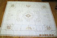 Madeira Linen Tablecloth 8 Napkins Embroidery Cutwork - textiles