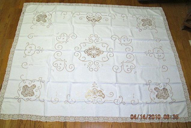 Madeira Linen Tablecloth 8 Napkins Embroidery Cutwork - textiles