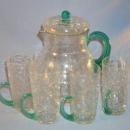 CRACKLE GLASS Lemonade Pitcher with Four Matching Cups