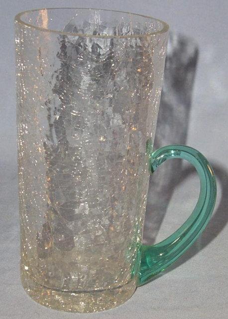 CRACKLE GLASS Lemonade Pitcher with Four Matching Cups