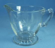 old Vintage Elegant Etched clear Glass Creamer Pitcher