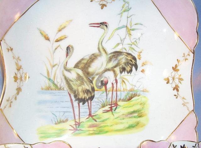 Colorful EGRET Decorated Porcelain Berry Bowl Set