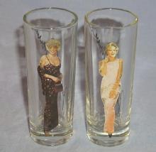 Pair of MARILYN MONROE Glass Shot Glasses