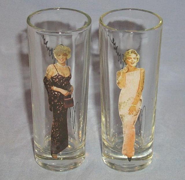 Pair of MARILYN MONROE Glass Shot Glasses