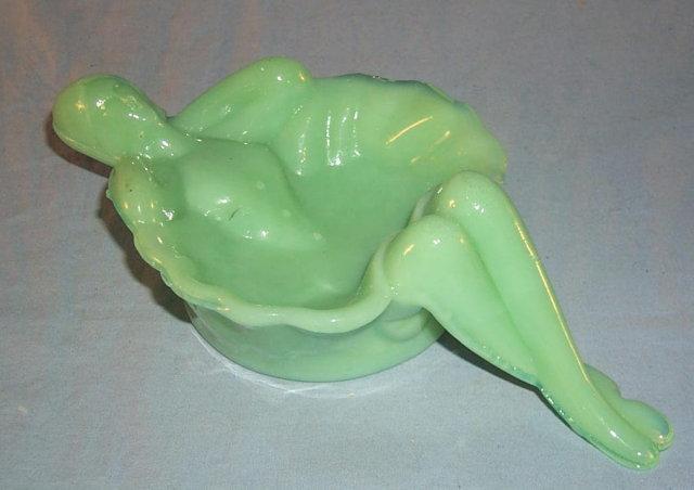 JADITE Woman Image Glass Dresser Tray