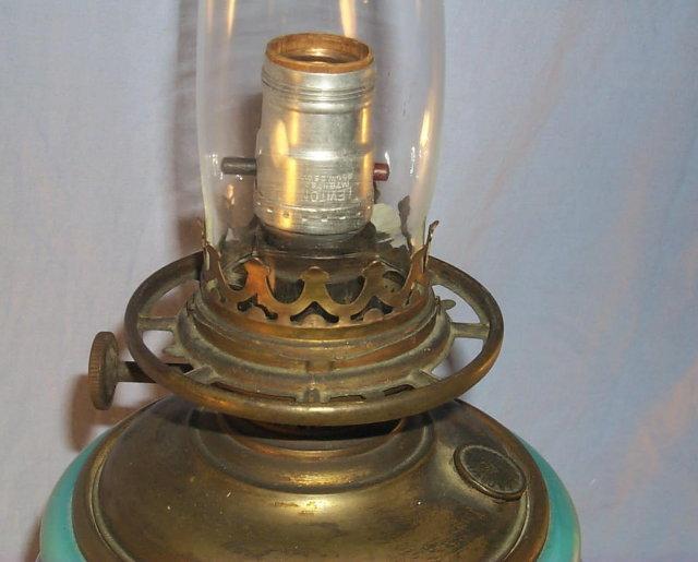 Beautiful IRIS Hurricane Electrified Oil Lamp- Fine Art & Lamps