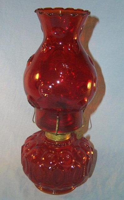 Red MOON & STARS Glass Oil Lamp
