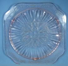 old vintage ADAM Pink Depression Glass Footed Cake or Torte Plate Server
