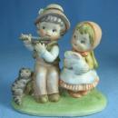 Vintage Lefton Bisque Porcelain FLUTE Player Boy and Girl - Children Figurine