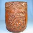 Antique Hand Carved Wood Smoking Tobacco HUMIDOR - tobacciana