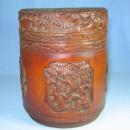 Antique Hand Carved Wood Smoking Tobacco HUMIDOR - tobacciana