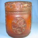 Antique Hand Carved Wood Smoking Tobacco HUMIDOR - tobacciana