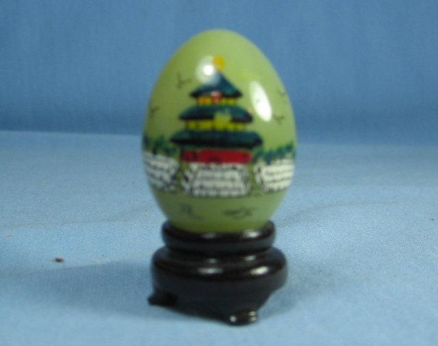 JADE Miniature Egg - Oriental Hand Painted Ethnographic