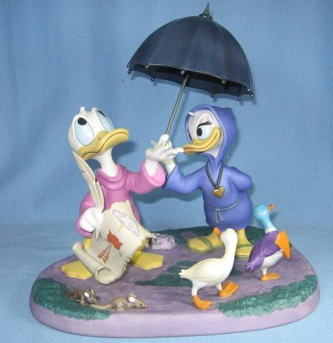 Walt Disney Fantasia 2000 LOOKS LIKE RAIN Donald Duck & Daisy Porcelain Sculpture MIB